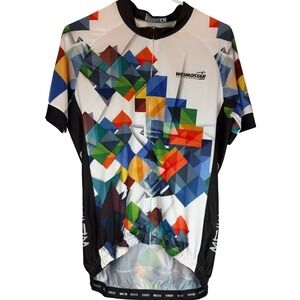 WEIMOSTAR Cycling Jersey Full Zip Multicolored Geometric Print Unisex size Large